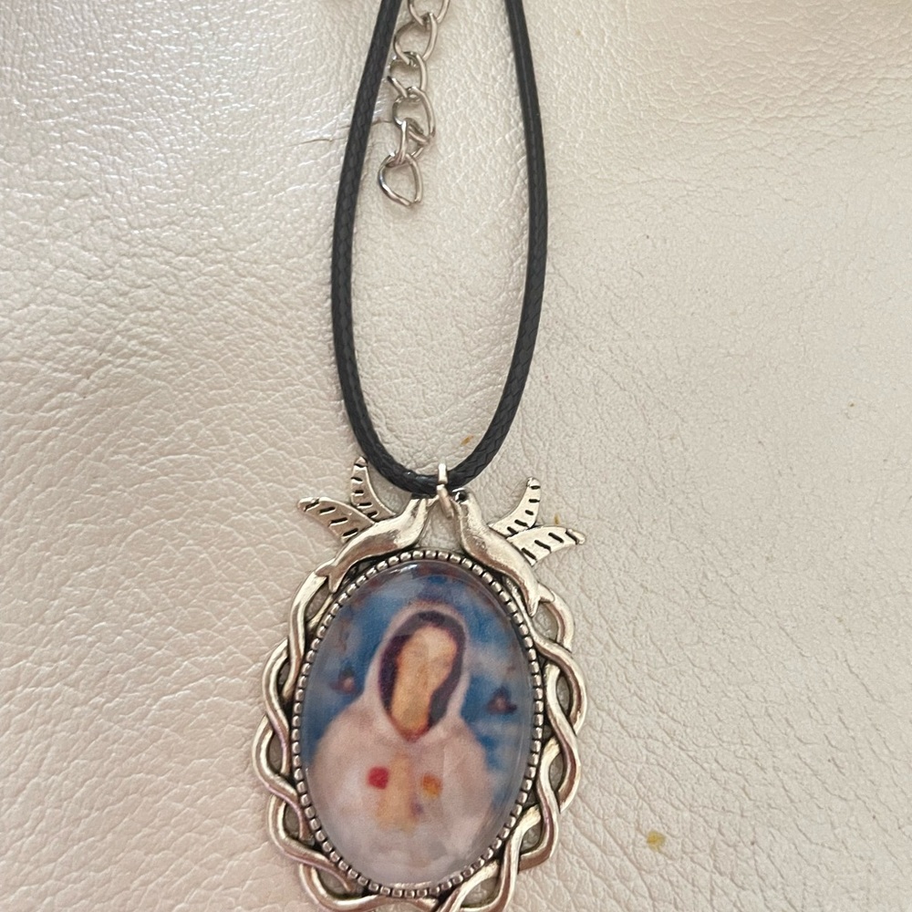 Elegant Silver Pendant Necklace of mystical rose with Black Cord
